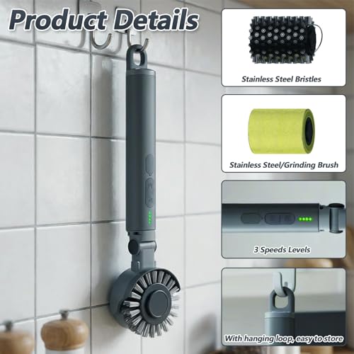 Brosse de nettoyage électrique pour barbecue avec tête rotative à angle réglable