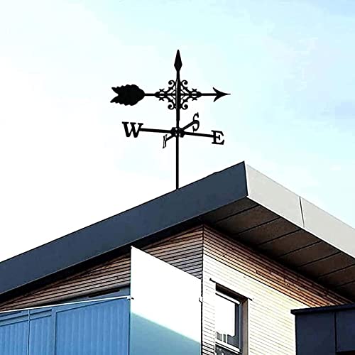 Dmwmd Weathervane Cast Iron Wind Direction Indicator With Roof Mount, Weather Vane Garden Metal Decorations Wind Direction Indicator For Outdoor Roof Farm Yard,Roof Installation Bullet Head,50 35Cm #TOP7
