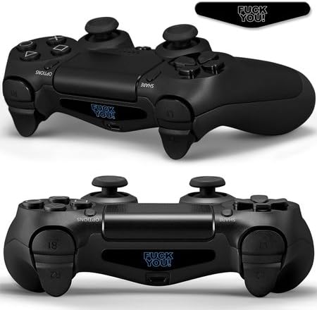 2x LED Sticker 2x Thumb Grips für PlayStation 4 Controller Light Bar Decal Skin Sticker – Fuck you!