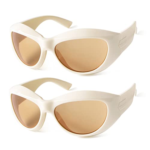 SORVINO Futuristic Oval Sunglasses for Women Men Fashion Oversized Wrap Around Glasses Beige Pink Shades