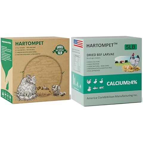 GRUBSFARM HARTOMPET 10LB Non-GMO Dried Black Soldier Fly Larvae, Superior Calcium Boost for Chickens, Better Than Dried Mealworms, Poultry Feed Ideal for Molting & Laying Hens, Wild Birds, Ducks Cover