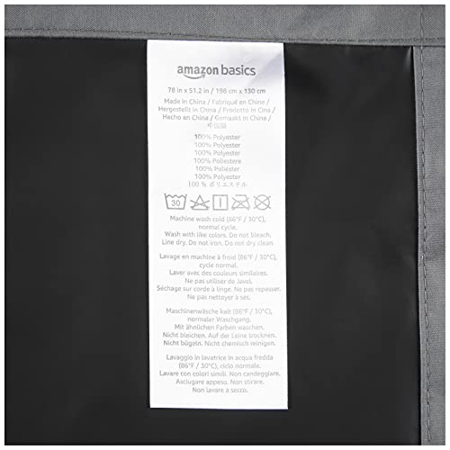 Image of Amazon Basics Portable Energy Saving Noise Reducing Blackout Curtain Shade with Suction Cup Mounts, 50 inchW x 78 inchL, Dark Grey, 2-Pack