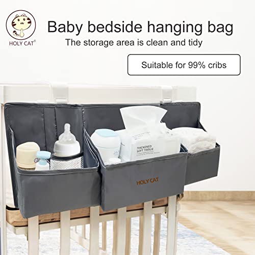 Holy Cat Hanging Baby Diaper Caddy Organizer With Paper Pocket For Changing Table Crib Playard Organization Nursery Organization Hanging Nursery-Grey… #TOP3