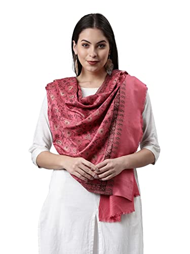 Image of Pashmoda Women Kaani Stole with Silky Zari Weave, Shawl, Wrap (Size 72X208 CM)