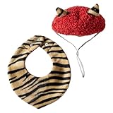 [モクモフ] mocmof 髪飾り ヘアアクセ よだれかけ 涎掛け 節分ヘアバンド スタイセット ペットOK 622-650011 レッド