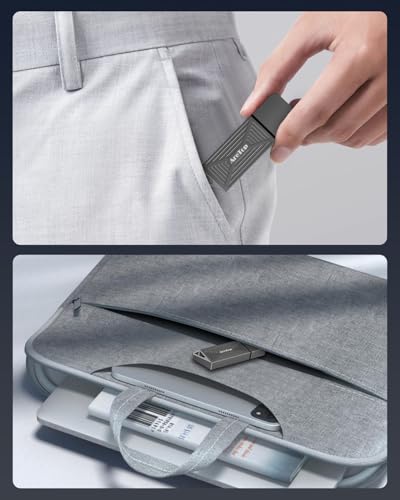 AreTop Flash Drive USB 3.0 de 256 GB com adaptador USB C, pen drive de polegar de alta velocidade, p