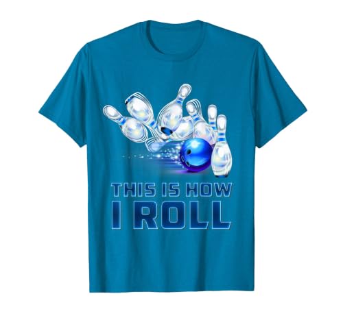 This is How I Roll Bowling T-Shirt, Men, Sapphire Blue, Medium