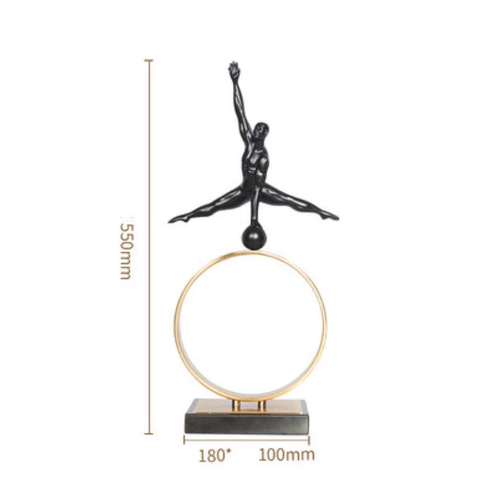 Wuqing Desktop decoration Scandinavian Desk Sculpture Model Gymnastics Sports Posture Figurines Display Home Decor Resin Marble Metal Handicrafts R784,Gold