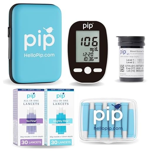 Pip Blood Glucose Monitor Kit - 50 Test Strips, 60 Preloaded Lancets & Case