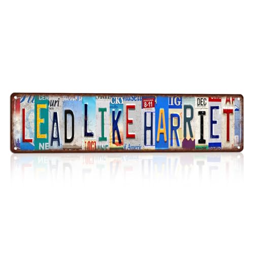 CHCdecor Lead Like Harriet Tubman Quote Sign, Vintage Street Decor for Community Center Study, Underground Railroad Inspirational Metal Tin Sign 16x4 Inch