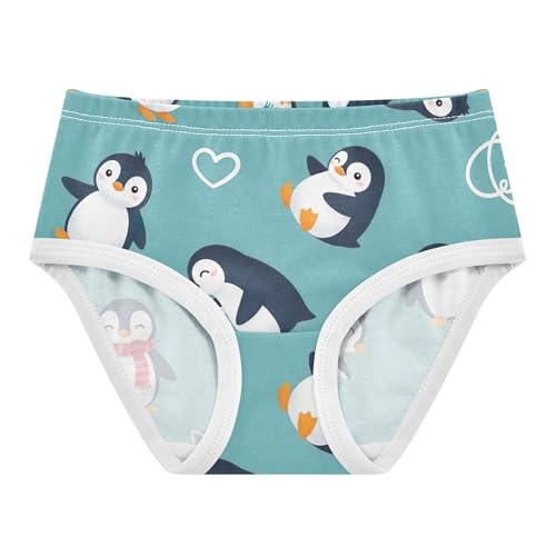 Cotton Toddlers Underwear Floral Cute Cartoon Penguins Teal Blue Panties Little Girl Print Undies Kids Briefs 2t