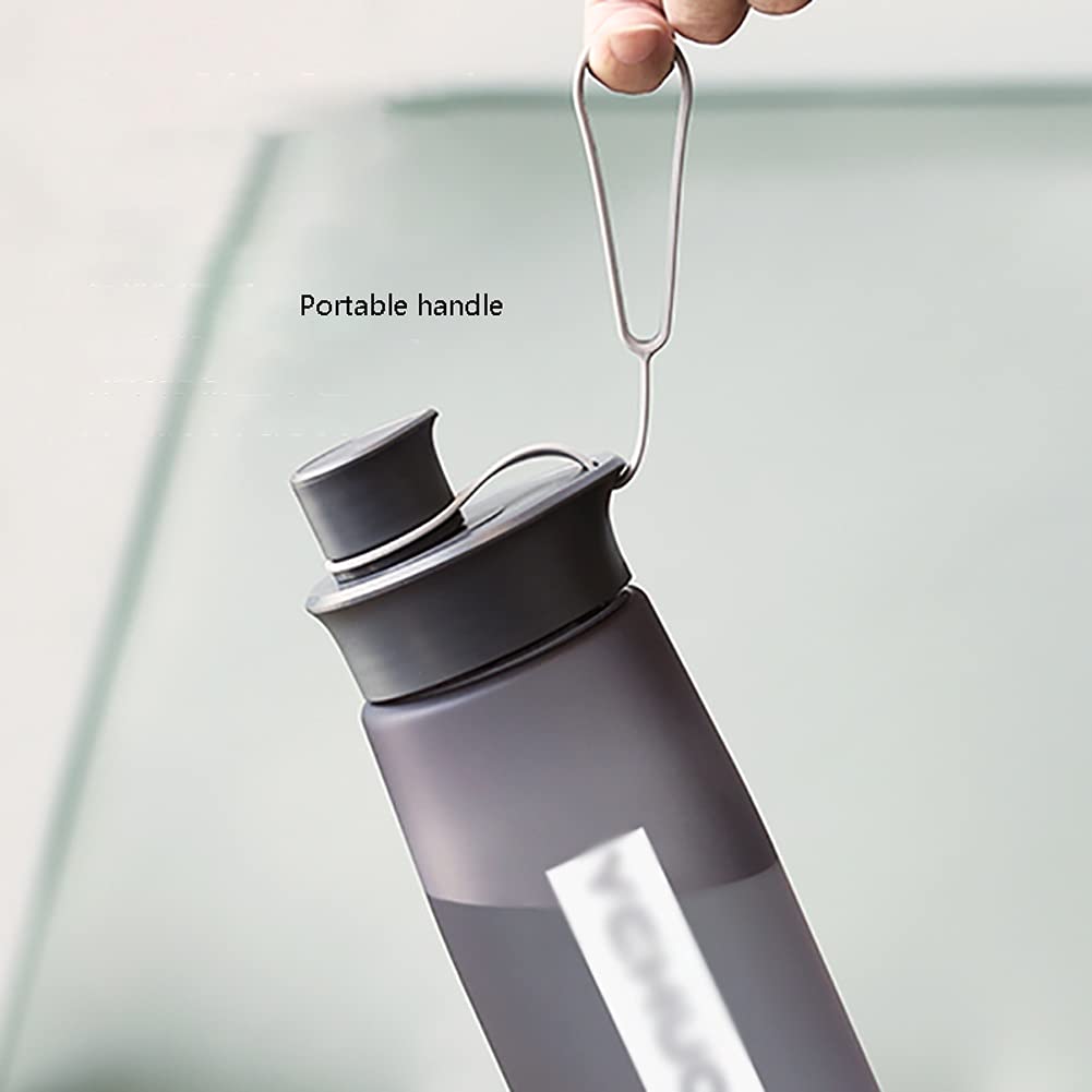 Sportflasche Sportflasche Reise Wasserflasche Griff Seil Sport Wasserflasche für sportliche Übungen Outdoor Wandern Laufen Wasserflaschen (Fassungsvermögen: 800 ml, Farbe: Grau) (Weiß 1000 ml)