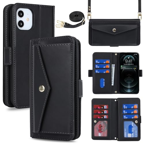 Eastwave for iPhone 12 Pro �P�[�X �V�����_�[ �N���X�{�f�B�A�C�t�H�� 12pro ���ߋ� ������ ��|�� �΂ߊ|�� �J�[�h�P�[�X for iPhone12 Pro �蒠�^ �g�� �P�[�X case ���z�^ �J�[�h���[ ���K���� P