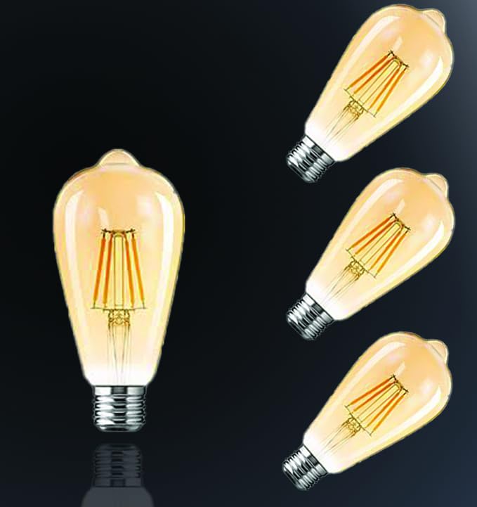 Image of kinis Vintage Style Incandescent Light Bulbs /Bulb for Wall Light /Bulb for Hanging Light /Bulb for Pendant Light /Bulb for Chandelier /Bulb for Decorative Lights (KIN-ST64 Bulb, Pack of 3)