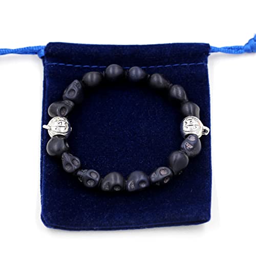 Image of Uloveido Halloween Bracelets for Men Women Black White Skull Stone Bracelet Charm Ghost Pumpkin Lamp Bat Design Bracelets