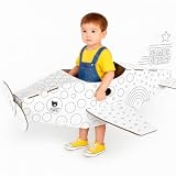 BEPLACE Kids Avião de Papelão Aeropuff, Avião Casinha de Papelão Infantil, Casa de Brinquedo para Montar e Colorir, Brinquedo Educativo e Criativo