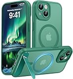 AMILIFECASES Magnetic Compatible with iPhone 15 Case, [Built-in Invisible Kickstand][Compatible with MagSafe][Full Camera Protection] Translucent Matte Phone Case for iPhone 15 6.1' Cyan