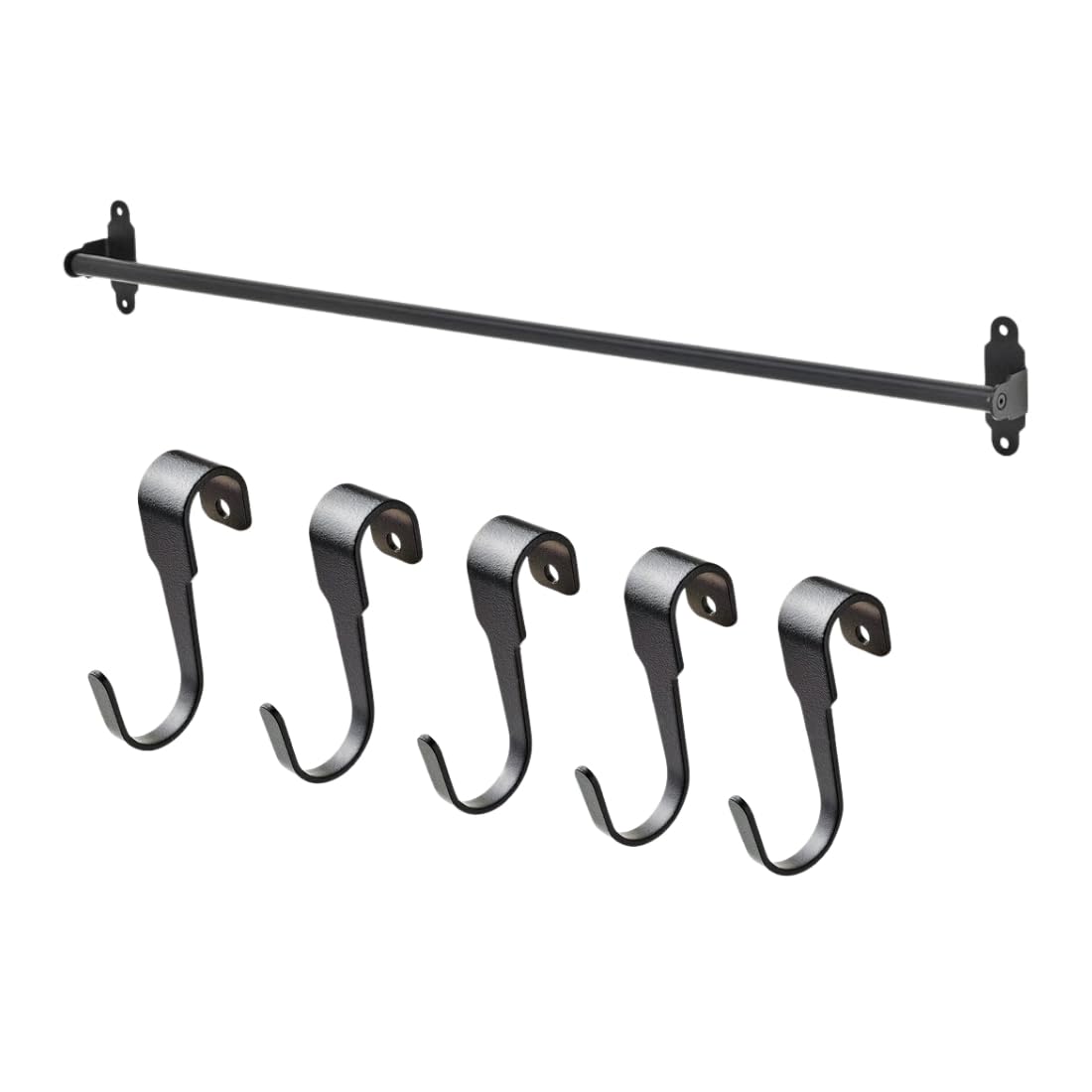 ikea hultarp kitchen set: 60cm matte black rail & 5-pack matching hooks
