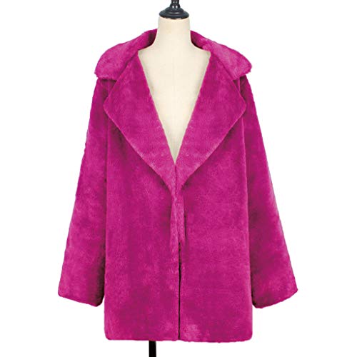Vezad Store Womens Warm Faux Fur Coat Jacket Fashion Padded Oversized Outerwear Hot Pink #TOP1
