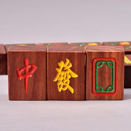Juego de Mahjong Paijiu de Madera Natural miniatura 2
