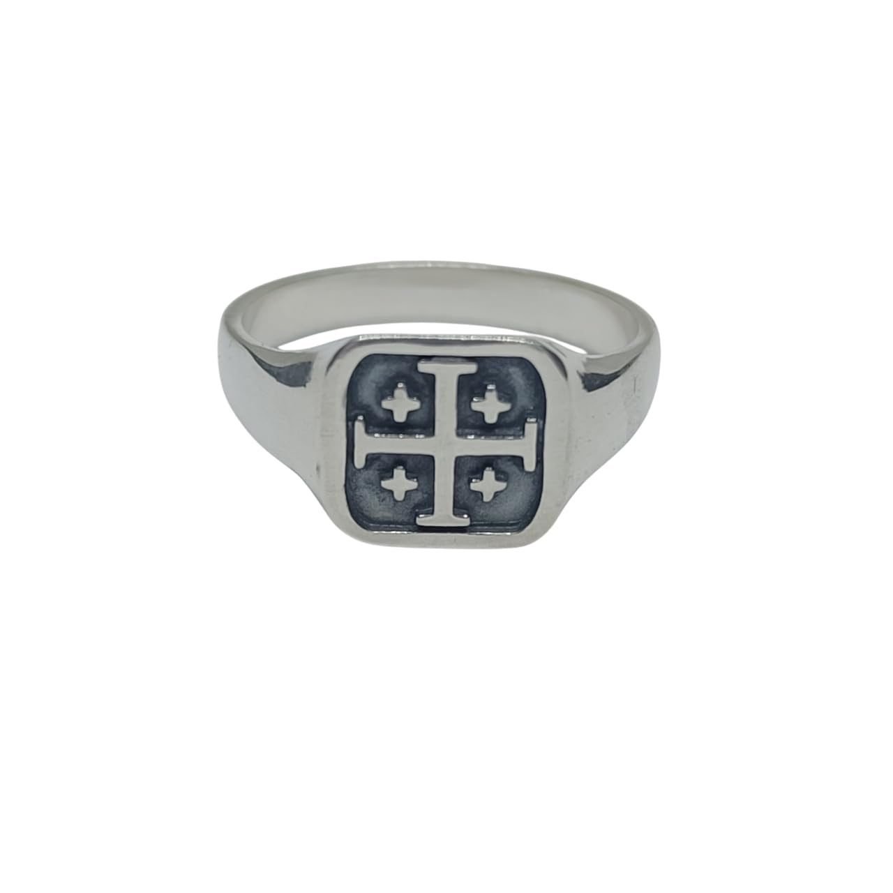 Herren-Siegelring aus Sterlingsilber mit Jerusalemkreuz – 925 gestempelt, nickelfrei