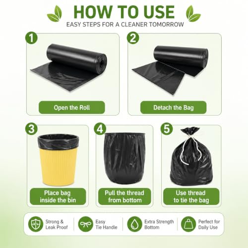 Image of Black Garbage Bags for Dustbin|120 Pcs|Medium 19 X 21 Inches|30 Pcs X Pack of 4, 120 Counts