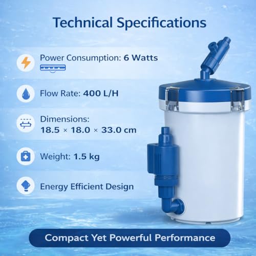 Image of VAYINATO YW-02B | 400L /H | 6W | Upto 3 Feet Fish Tanks, High Efficiency Aquarium External Canister Filter | Adjustable Flow Control | Multilayer Filtration System