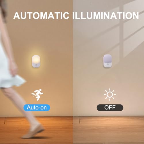 Hiwrolat 2 Pack Rechargeable Battery Night Light with Motion Sensor for Hallway Bedroom Bathroom Kitchen Living Room Stairs Stick On Anywhere Dimmable LED Nightlights - image 3