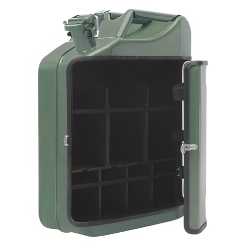 Dettchan Armario de vino creativo verde oscuro, diseño Jerry Can, mini armario de bar de 20 l, armario portátil de whisky, para casas, camping, picnics, fiestas, 35 x 15,5 x 47 cm
