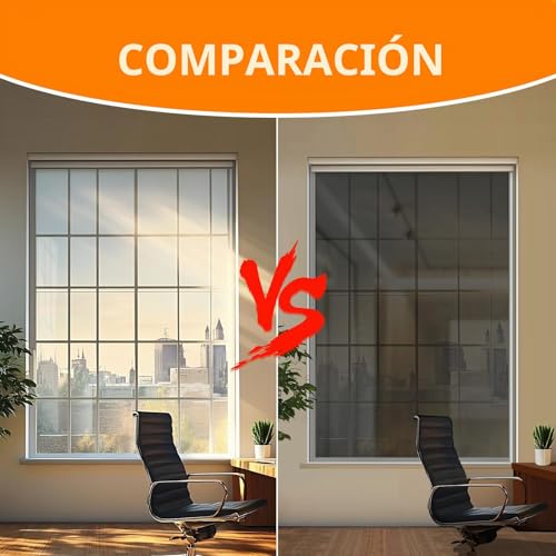 Miniatura 4 de Qilima One Way - Película De Privacidad Para Ventana, Tinte De Ventana Para El Hogar, Bloqueo Uv, Calor Solar, Película De Privacidad Para Ventana, Negro Y Plateado, 17.5 X 78.7 Pulgadas, 2 Rollos