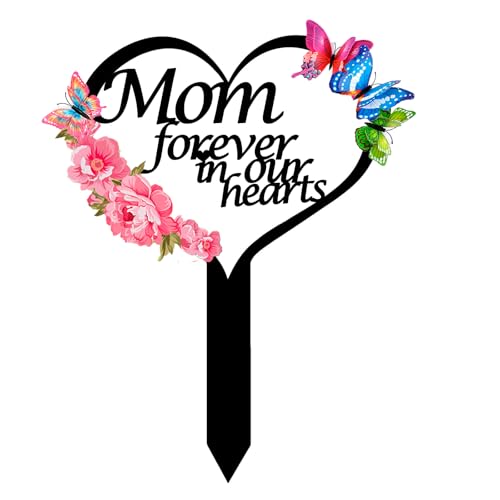 Marcatori commemorativi per tomba a forma di cuore e fiore, placca commemorativa, decorazione per cimitero, decorazione per cimitero, giardino, palo, rosa, metallo, simpatia, palo, decorazione per