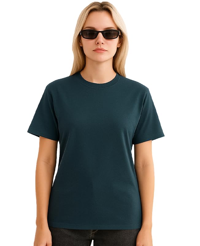 Image of Sleepynuts Women's Plain Round Neck Regular Fit Half Sleeve Cotton T Shirt
