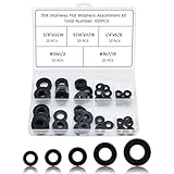 ZIUZI 100 Pcs 5 Sizes Washers Assortment Kit, Black 304 Stainless Flat Washers for Screws and Bolts, Metal Washers Kit for Home and Industrial Use (#8#10 1/4 5/16 3/8)
