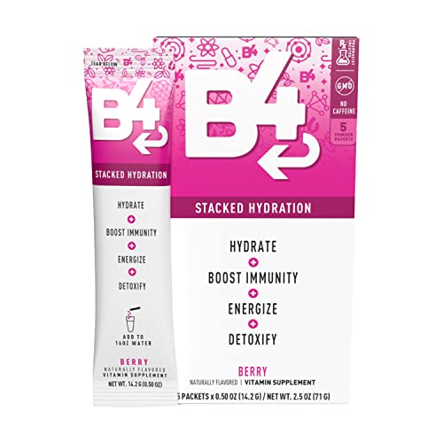B4 Stacked Hydration (Berry) Hydration Powder Packets | Electrolyte Drink Mix | Immunity Boost | Caffeine-Free Energy | Travel-Friendly, Single Servings | 5 Sticks #TOP3
