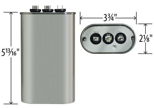 (2) Pack - American Standard - 55 + 5 uF MFD x 440 VAC Genteq Replacement Dual Capacitors Oval # C4555L / 97F9318