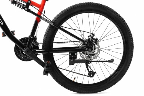 Image of LIMIT Dart V 2.0 Dual Suspension Mountain Bike for Adults, 26-Inch MTB with 24-Speed Microshift Gears, Dual Disc Brakes, Downhill Stunt Cycle, Racing Red