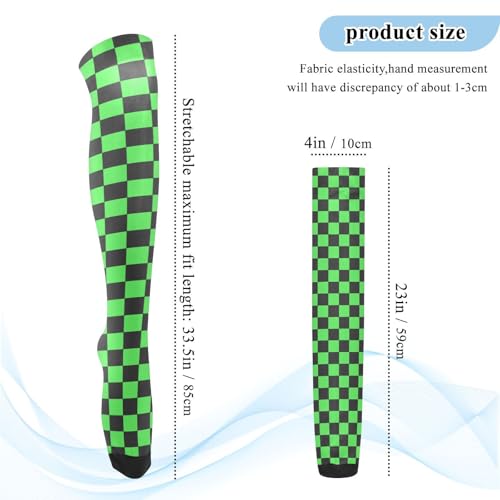 Buffalo Plaid Check Black Lime Green Thigh High Socks for Women Cute Thighs High Socks for Brides cute leg warmers for Proms medias brillantes para mujer 1 pair3