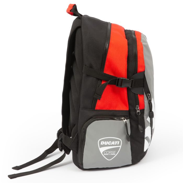 PRESTIGE & DELUXE Zaino Scuola Round Ducati Corse Tondo 3 Scomparti zip per bambini primaria media + astuccio ovale zip