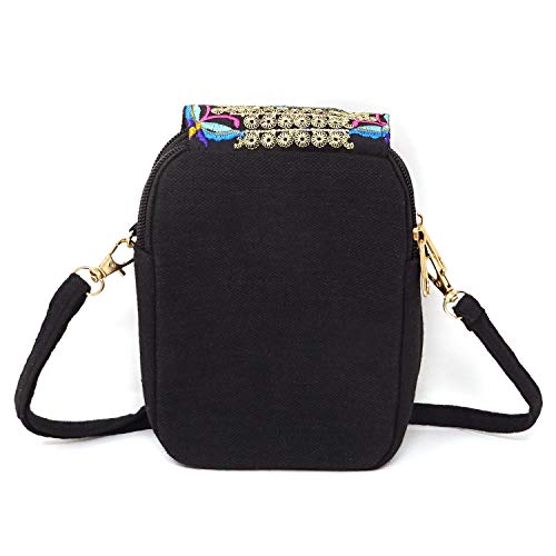 Honbay Yunnan Ethnic Style Handmade Embroidered Crossbody Bag Mini Flip Canvas Shoulder Bag for Women and Girls3