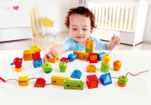 Forme da Infilare - Gioco Educativo con Blocchi in Legno per Infilare, Impilare e Contare - Lego - Immagine 1