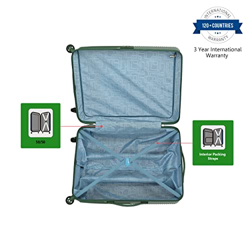 Image of American Tourister Polycarbonate (Pc) Georgia Spinner Suitcase 79 Cm Large Forest Green Check-in Hard 4 Wheels Luggage.