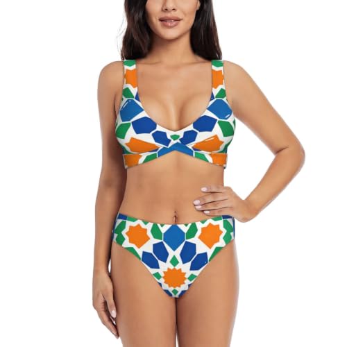 Maillot de bain deux pièces push-up bikini croisé marocain ajustable