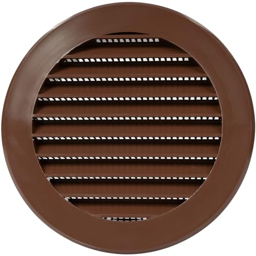 Image of REPA MARKET 4'' Inch Plastic Brown Round Soffit Vent Cover With Flange ABS Plastic Construction - Modern Style - Bathroom Ventilation