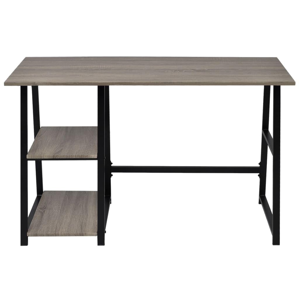 Tavolo Bar Scrivania Salvaspazio Tavolo Gaming Scrivanie Gaming Scrivania con 2 Ripiani Grigio e Rovere per Soggiorno Camera Da Letto Sala Studio Studio