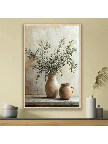 Toile branches d'olivier grand format 80x120 cm pour habiller un mur vide