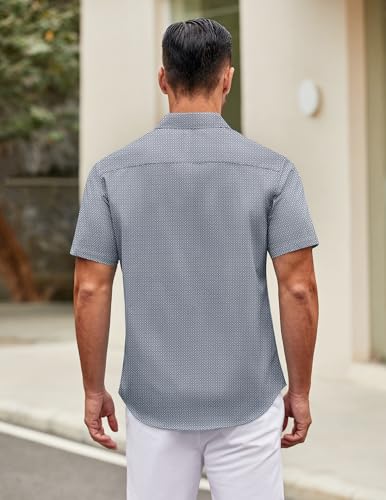 Image of COOFANDY Mens Short Sleeve Casual Button Down Shirts Summer Untucked Dress Shirts with Pocket