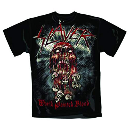Image of Slayer World Painted Blood Skull Official Tee T-Shirt Mens Unisex (Large) Black