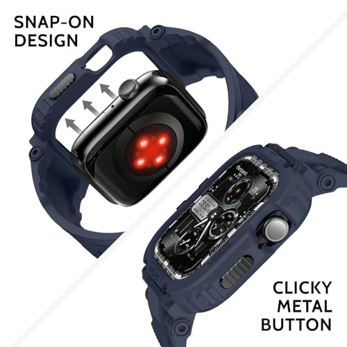 Image of amBand for Series 11 /10 Fits Apple Watch Bands Case 46mm Men, M1 Sport Durable Bumper compatible with iWatch 46 mm, Waterproof Gym Workout Accessories for Running Swimming Boating - Navy Blue