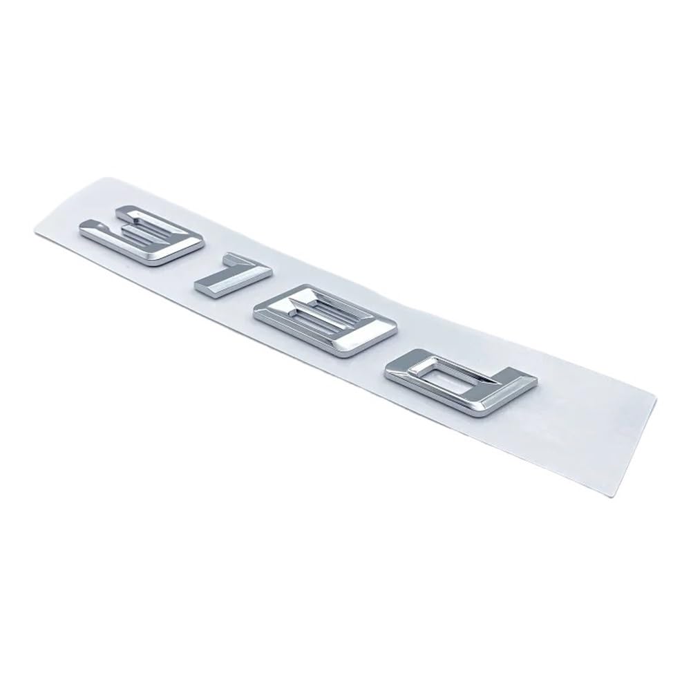 YTQMoreBNZ YYDStes ABS Car Trunk Logo Sticker Accessories Compatible With 3 Series 316d 318d 320d 325d 328d 330d 335d 340d 350d(Chrome silver 318d)