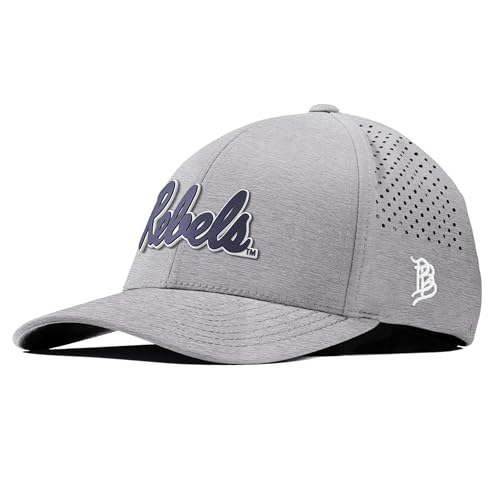 Branded Bills Officially Licensed x Mississippi Old Miss Rebels Heather Grey Curved Performance Ole Miss Navy Rebels PVC